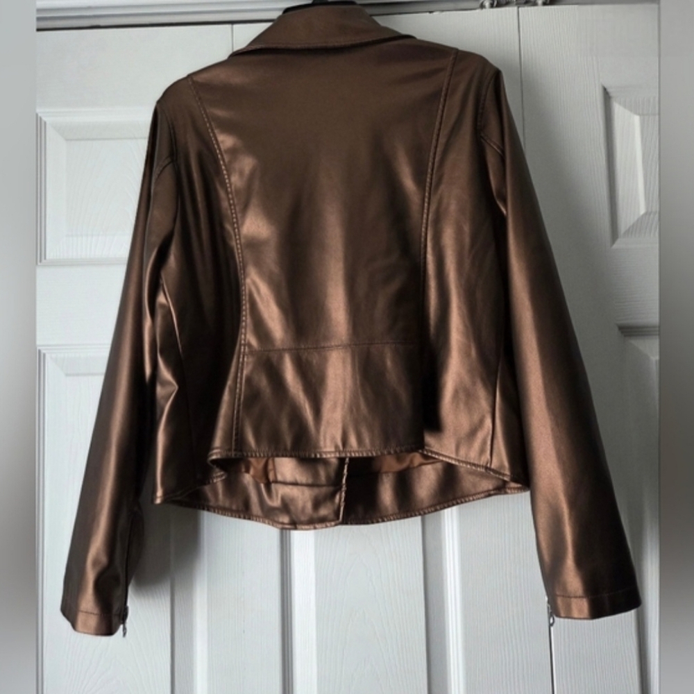Torrid SIZE 2 Metallic Bronze Faux Leather Moto Jacket - Picture 4 of 6